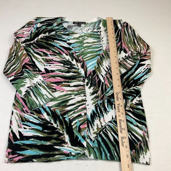 Cable & Gauge Womens Button Cardigan Colorful Print Stretch Knit Sweater S Small - Picture 5 of 12